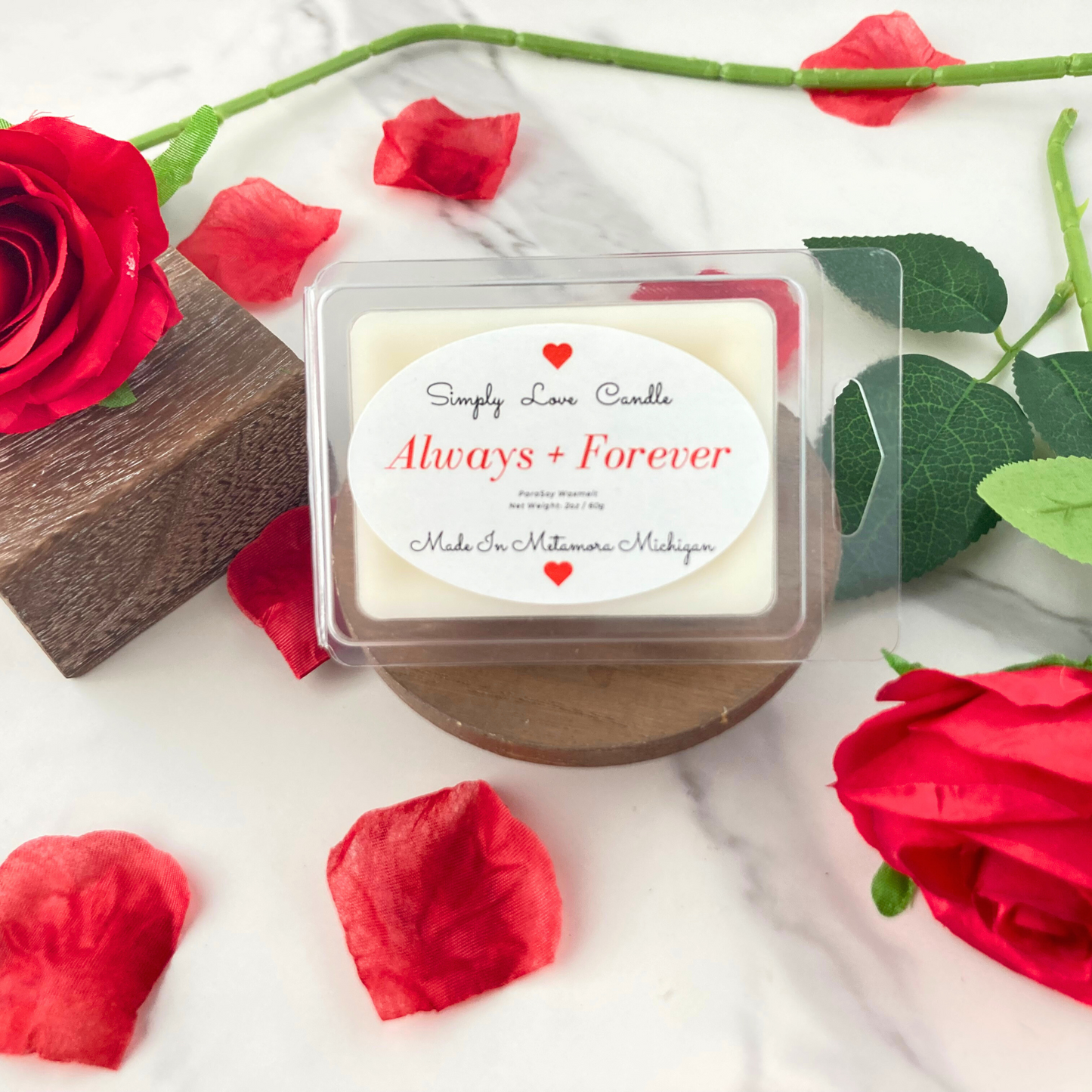 Always and Forever Heart Wax Melts Rose Scented