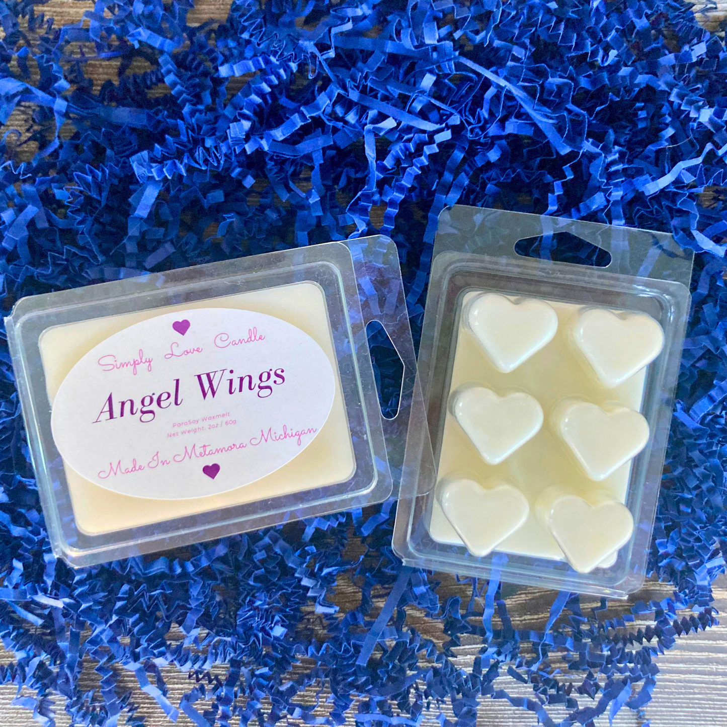 Angel Wings Heart Wax Melts Lavender + Black Amber