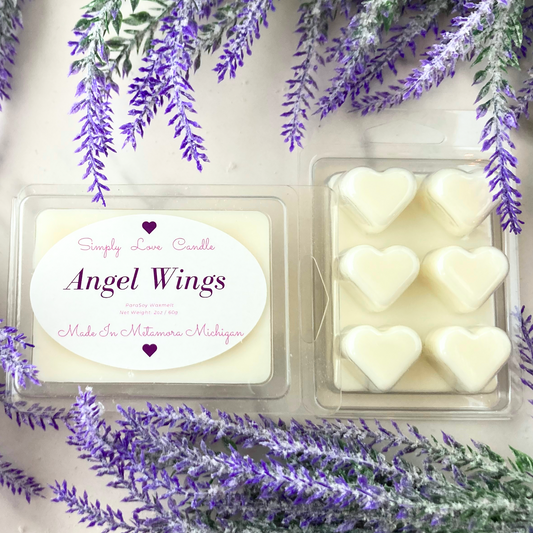 Angel Wings Heart Wax Melts Lavender + Black Amber