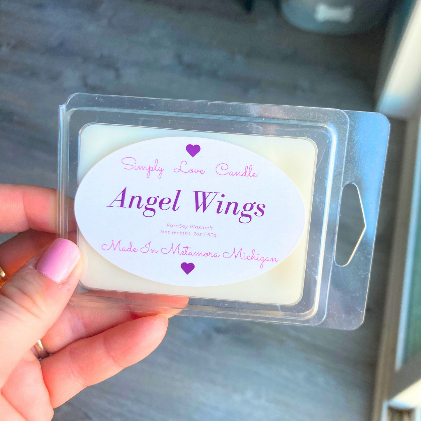 Angel Wings Heart Wax Melts Lavender + Black Amber