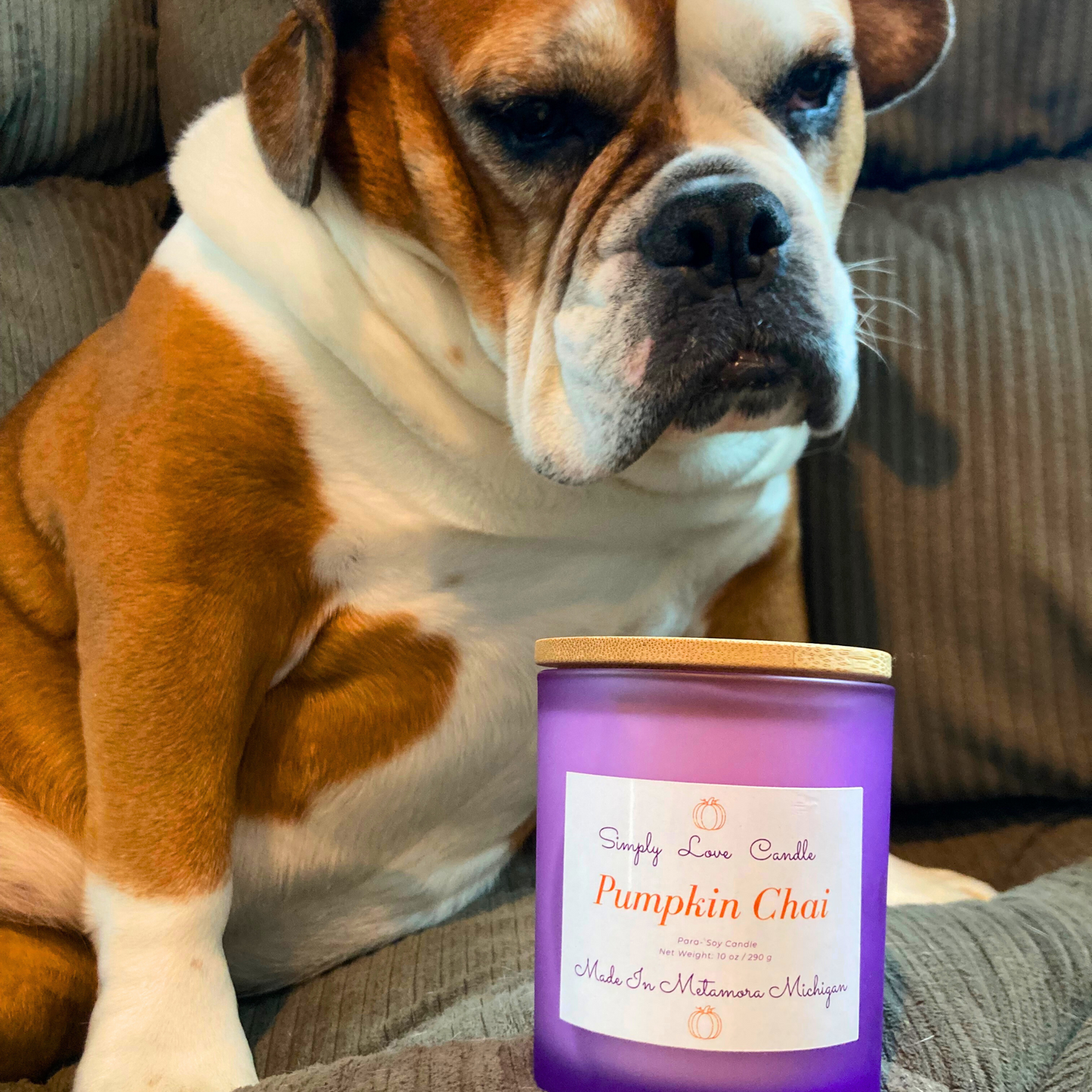 Pumpkin Chai 8 oz candle with bamboo lid