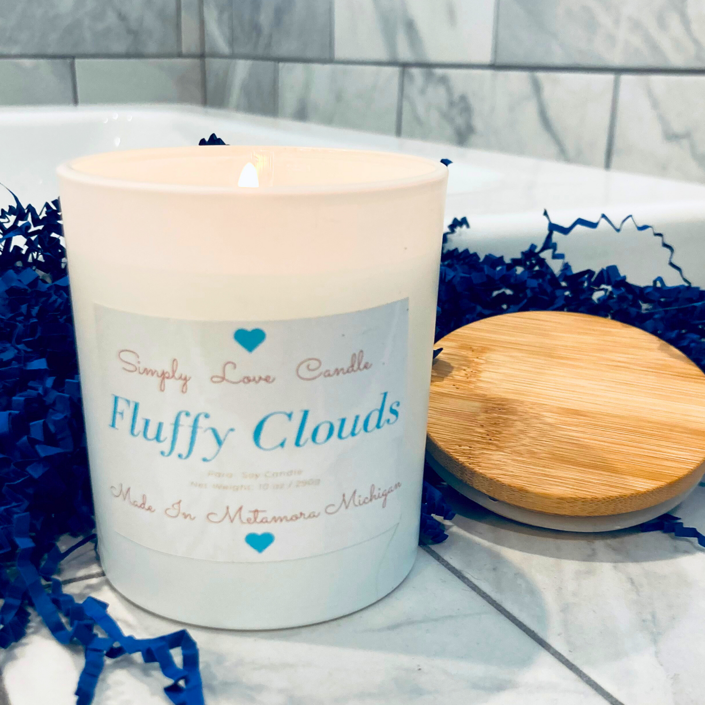 Fluffy Cloud 8oz candle with Bamboo Lid