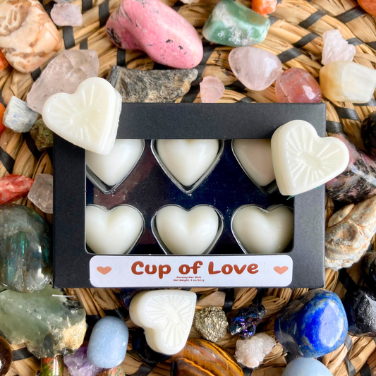 Cup of Love Heart Wax Melts in Black Kraft Box Coffee Scent