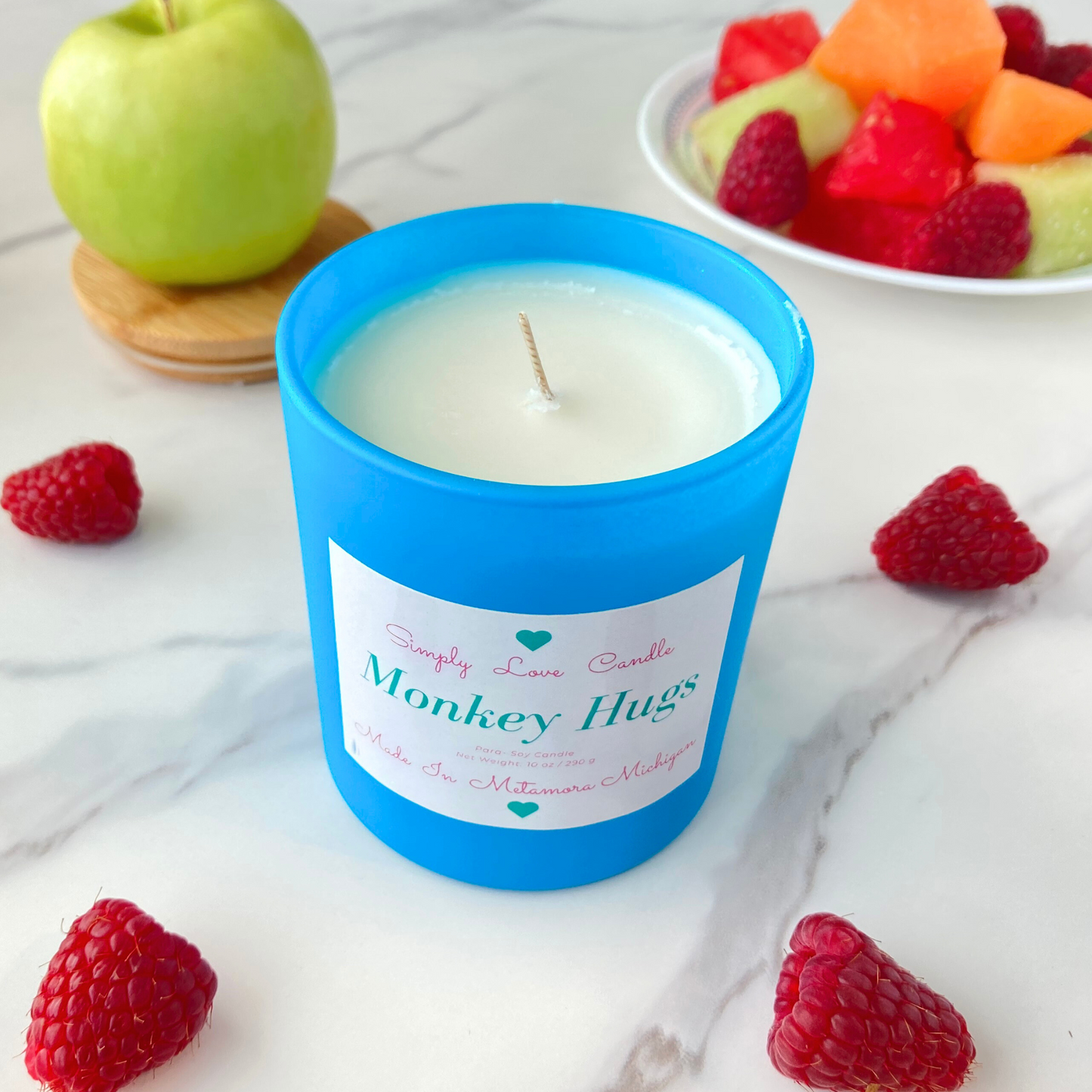 Monkey Hugs 8 oz candle with bamboo lid
