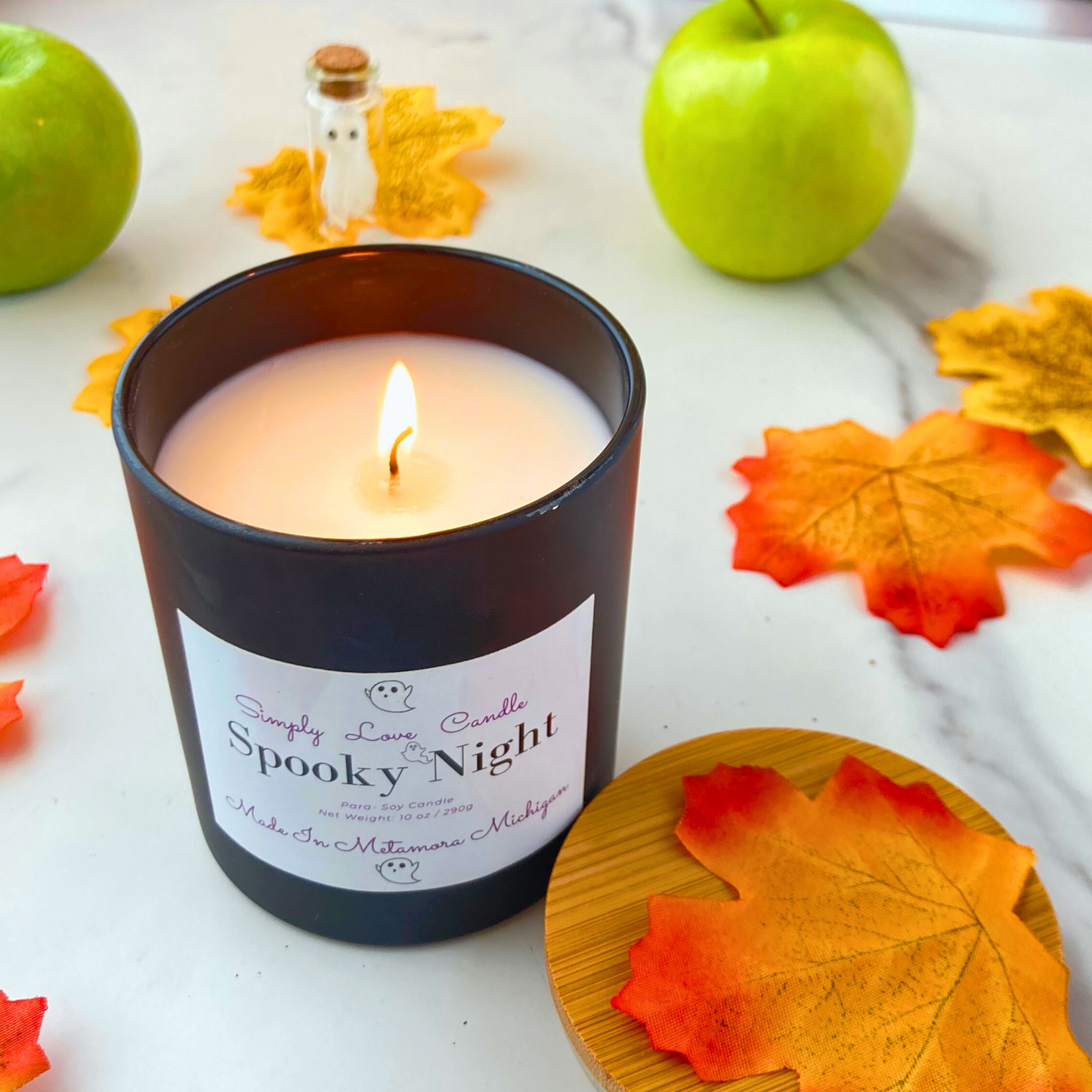 Spooky Night 8 oz candle with bamboo lid