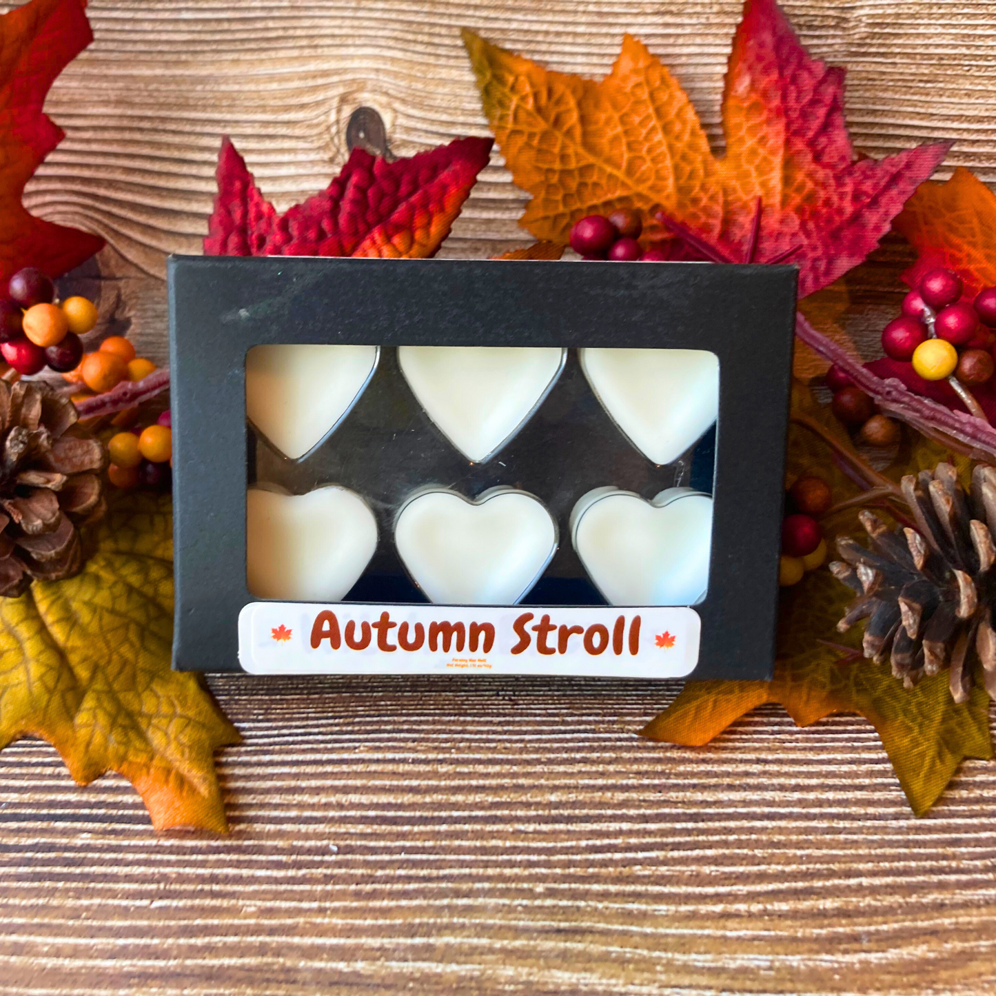 Autumn Stroll Heart Wax Melts in Black Kraft Box