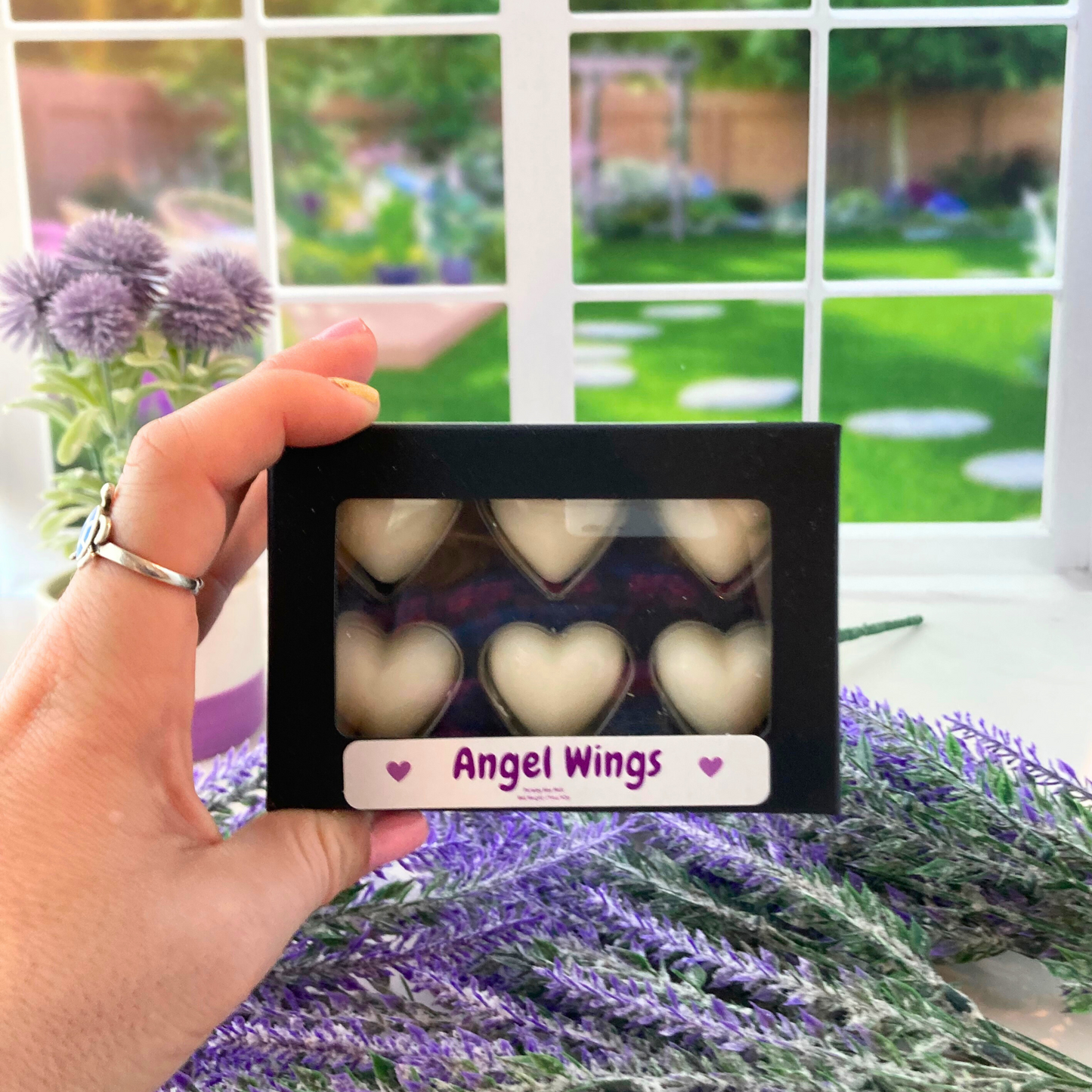 Angel Wings Heart Wax Melts in Black Kraft Box