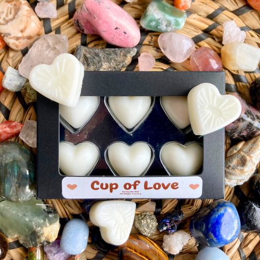 Cup of Love Heart Wax Melts in Black Kraft Box