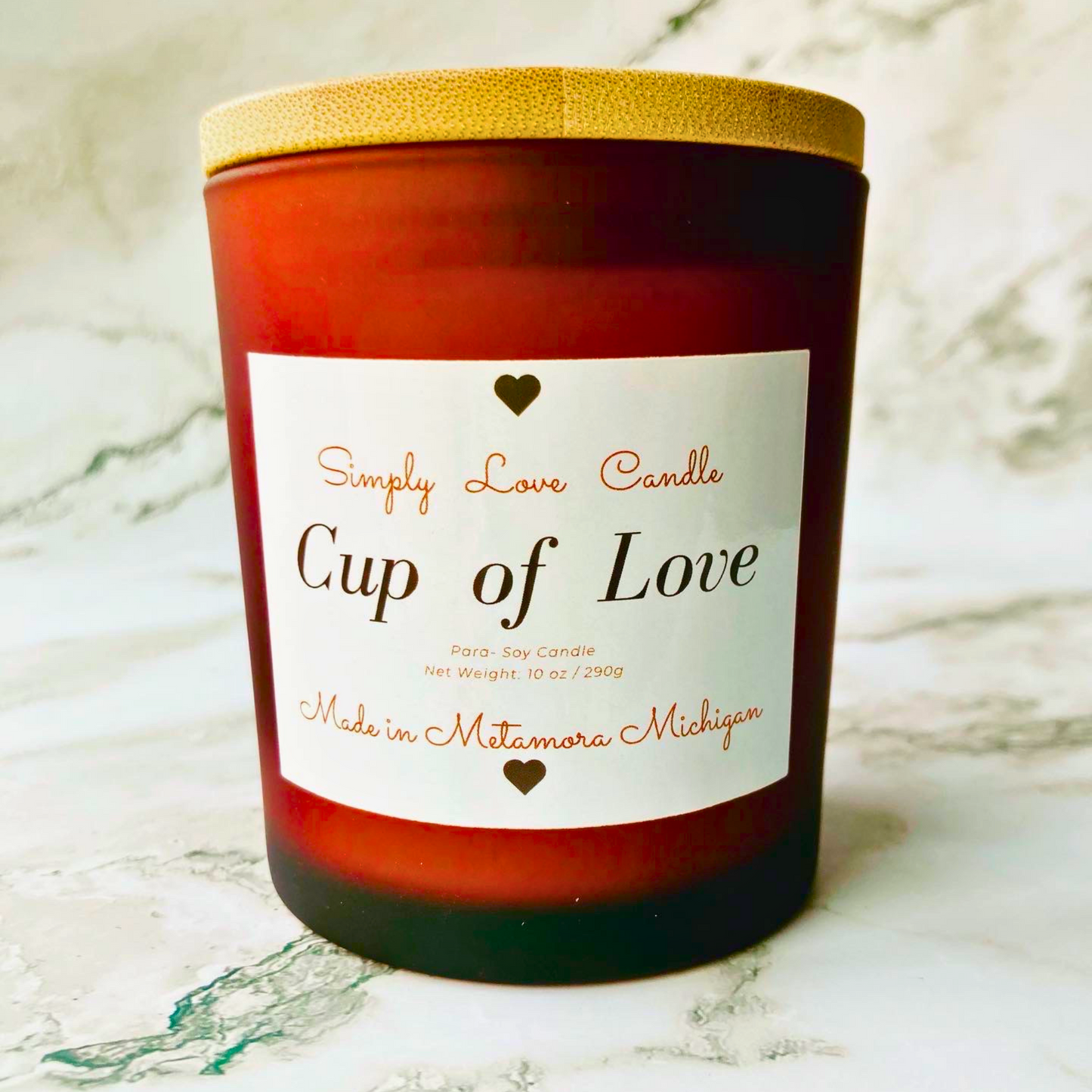 Cup of Love 8 oz candle with Bamboo Lid