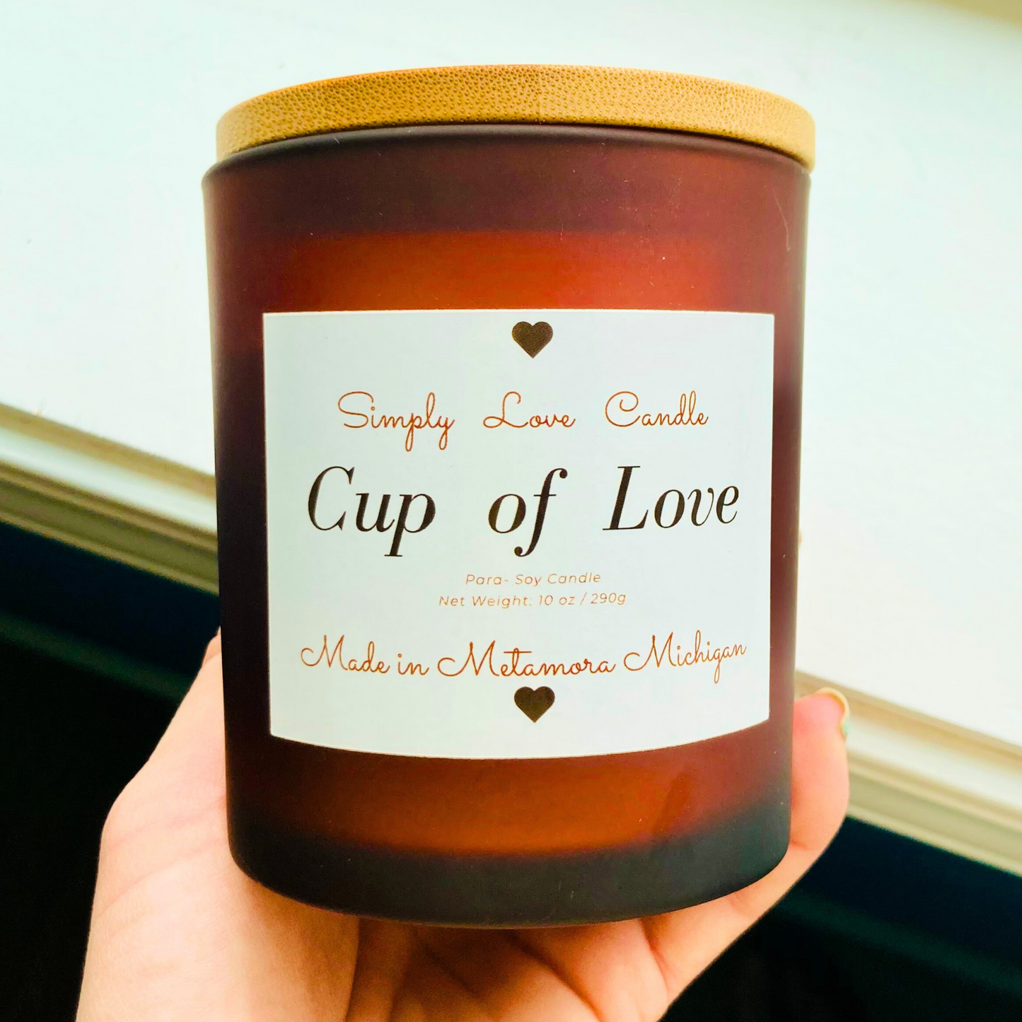 Cup of Love 8 oz candle with Bamboo Lid