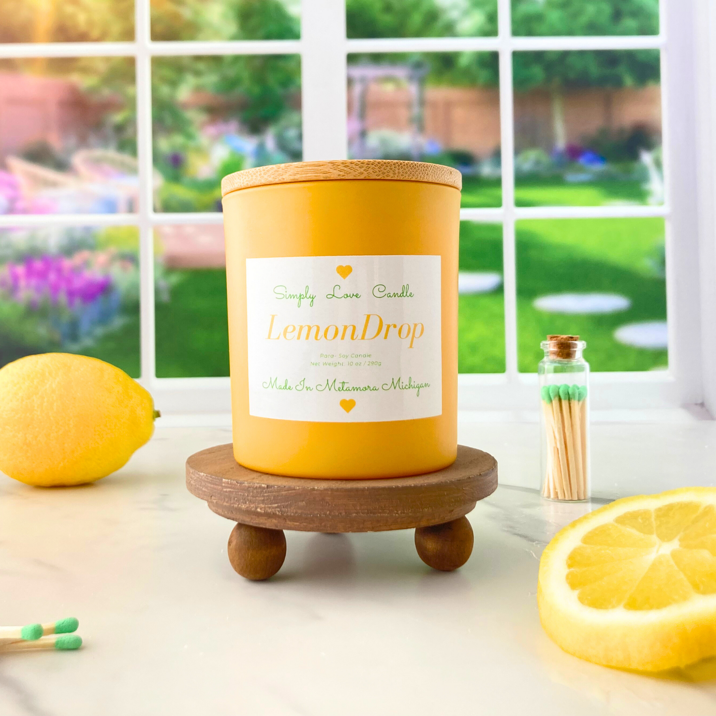 Lemon Drop 8 oz candle with bamboo lid