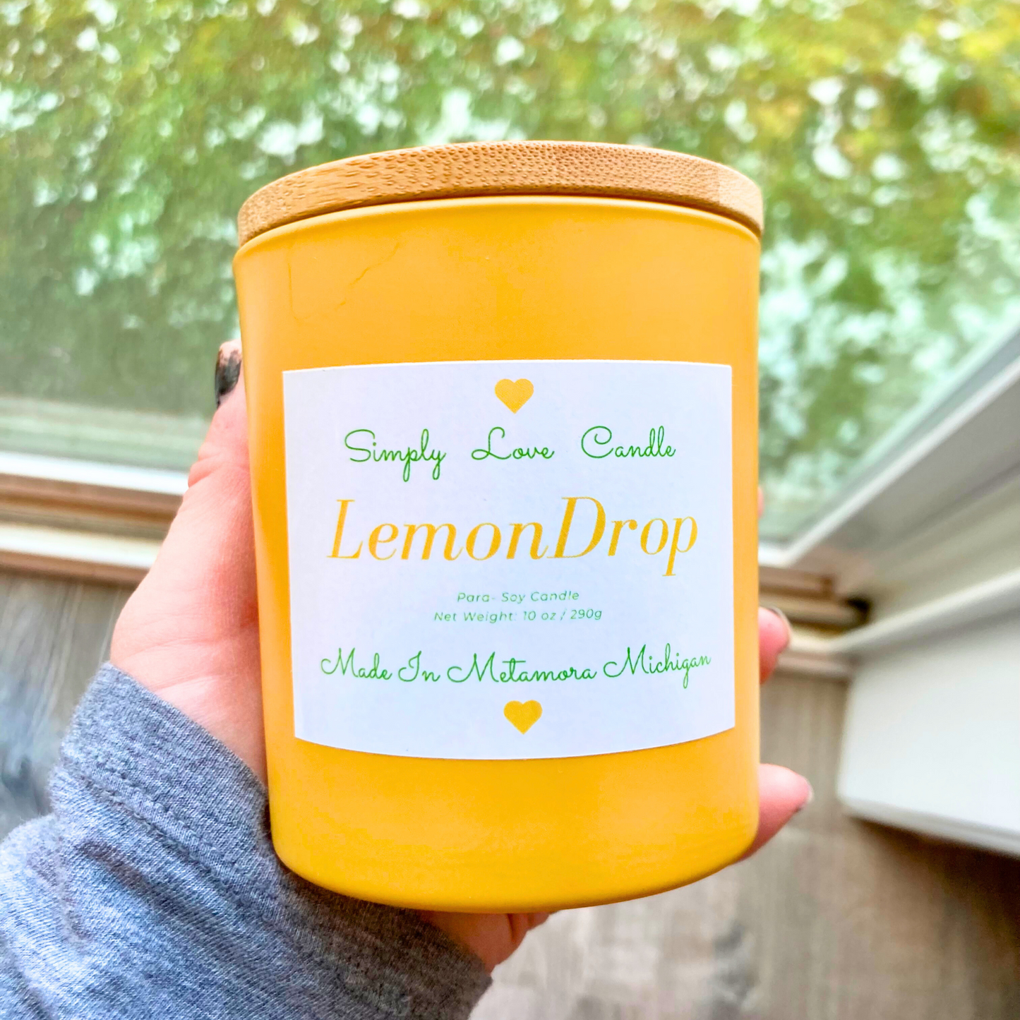 Lemon Drop 8 oz candle with bamboo lid