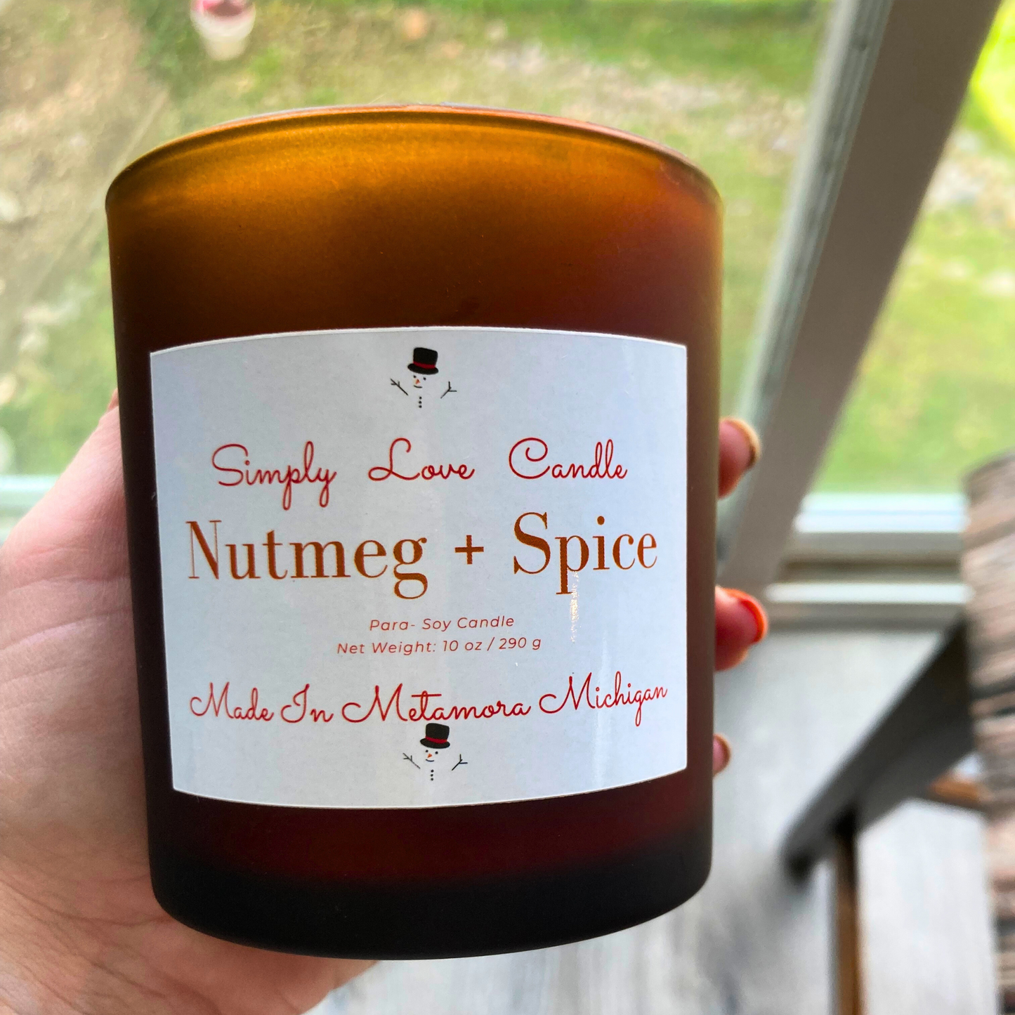 Nutmeg and Spice 8 oz candle with bamboo lid