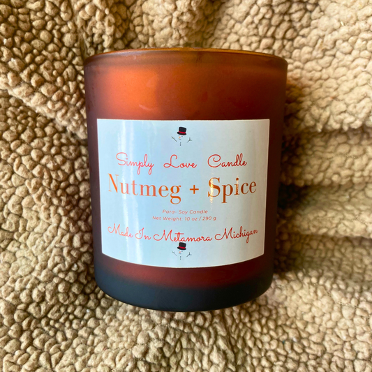 Nutmeg and Spice 8 oz candle with bamboo lid