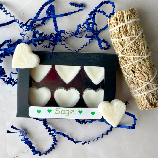 Sage Heart Wax Melts in Black Kraft Box