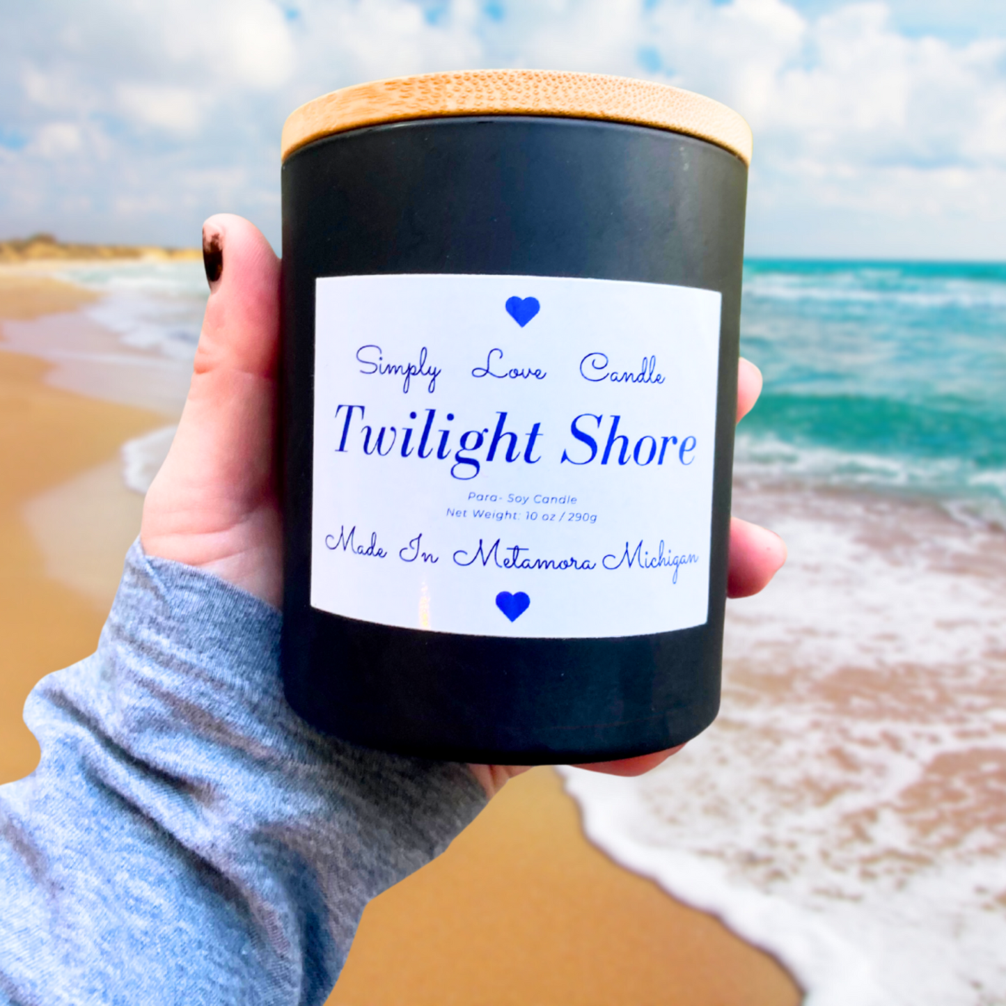 Twilight Shore 8 oz candle with bamboo lid