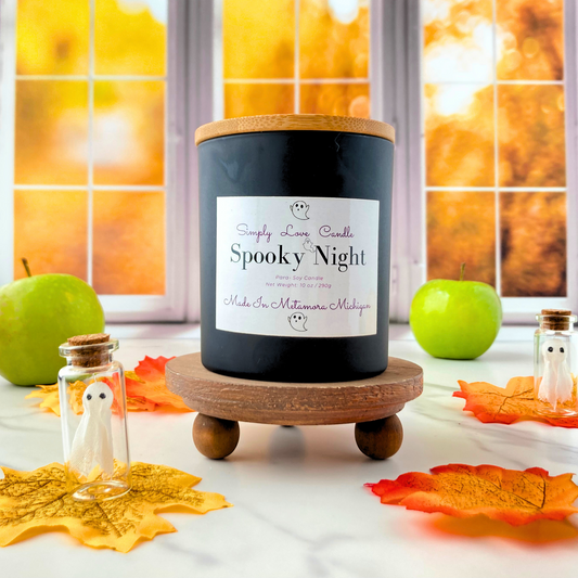 Spooky Night 8 oz candle with bamboo lid