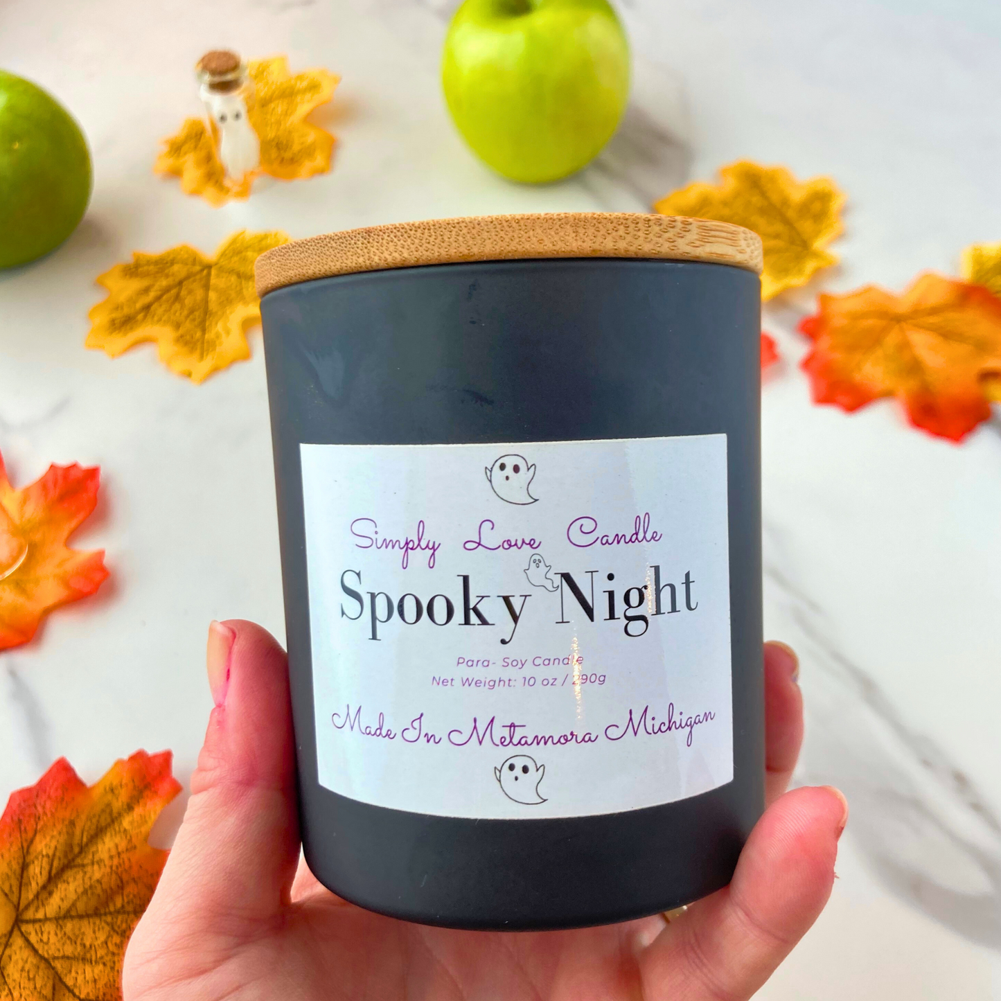 Spooky Night 8 oz candle with bamboo lid