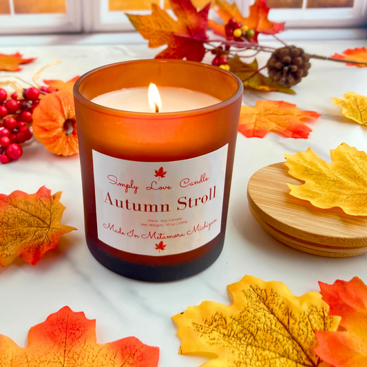 Autumn Stroll 8 oz Candle with Bamboo lid