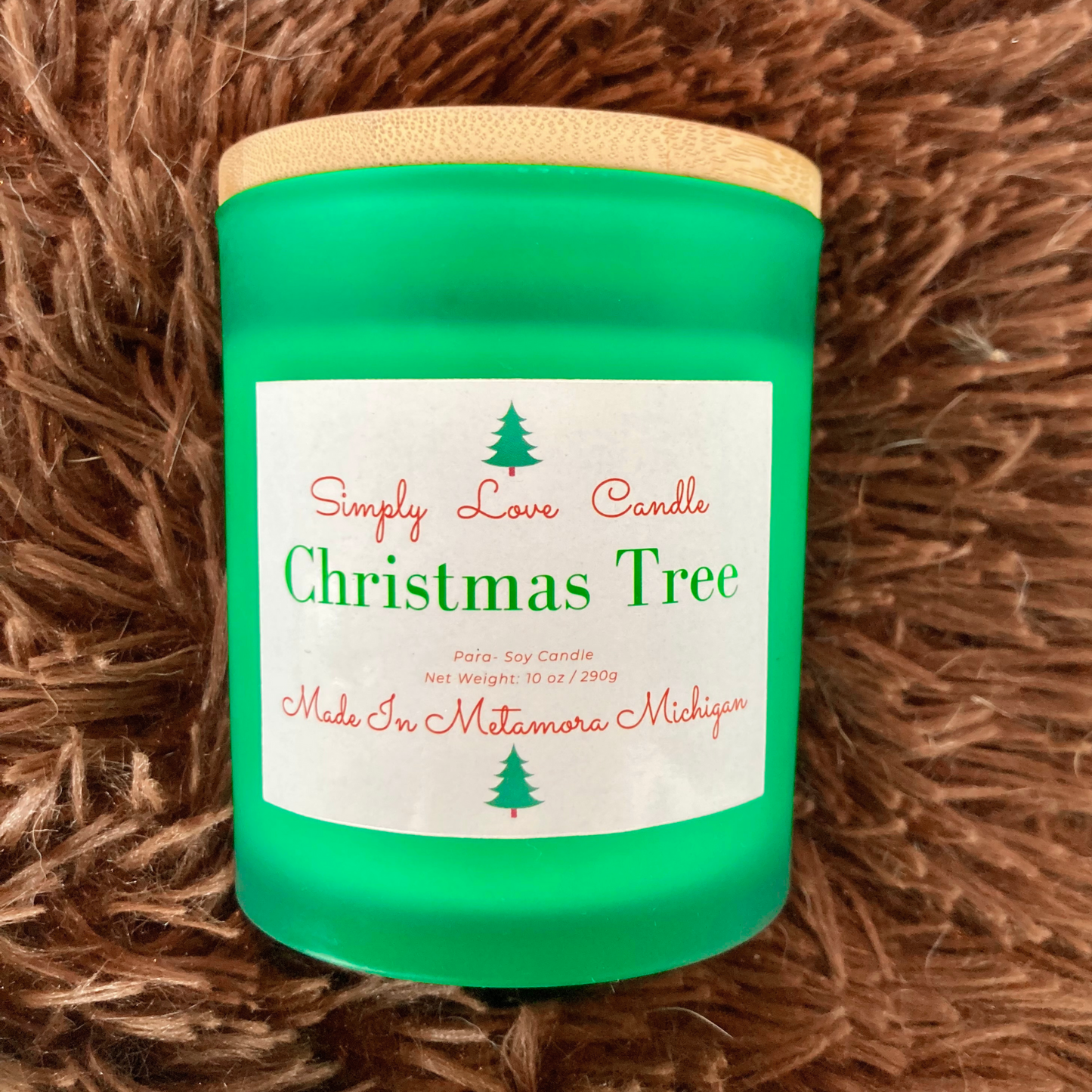 Christmas Tree 8 oz Candle with Bamboo Lid