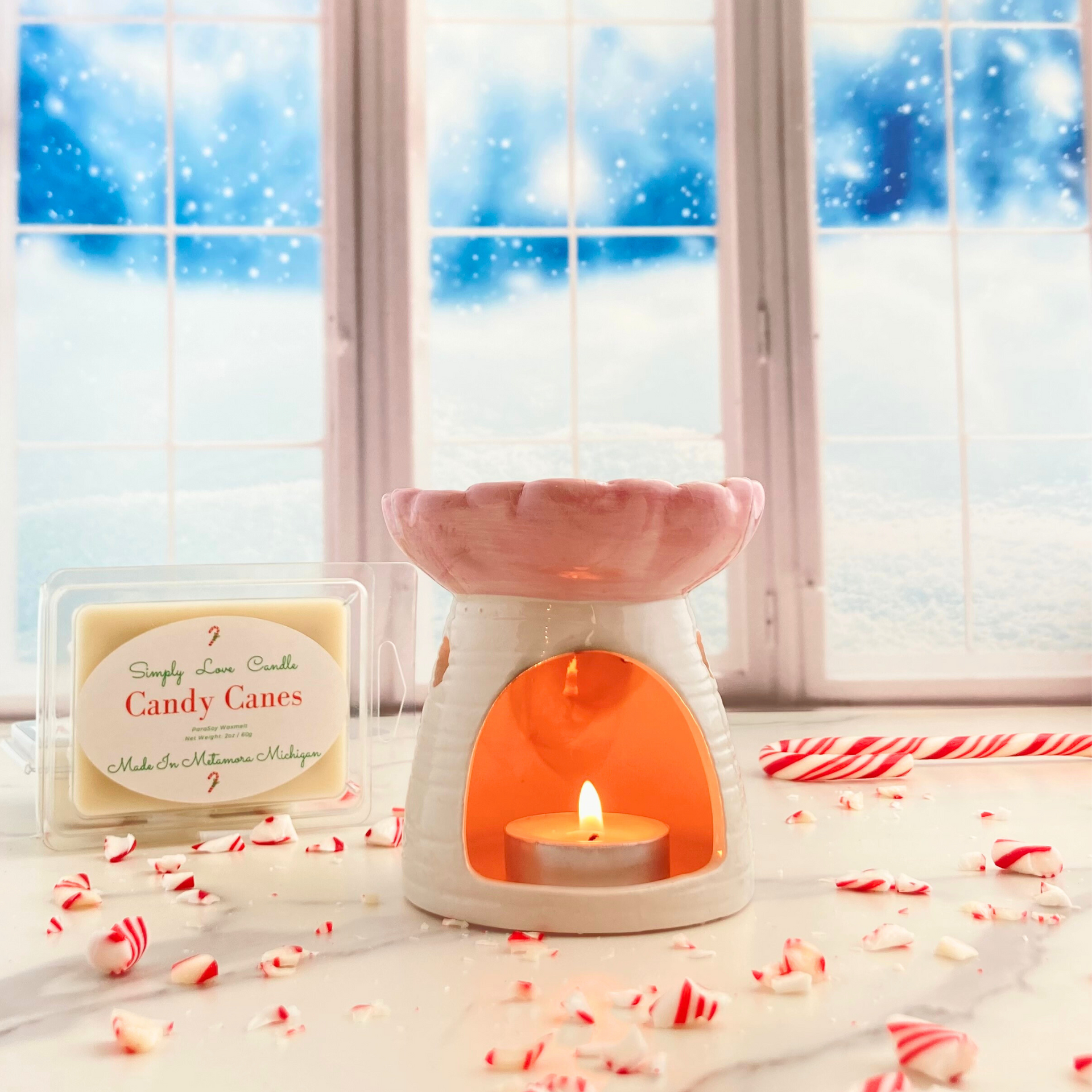 Candy Cane Heart Wax Melt Vanilla + Mint Scent – Simply Love Candle