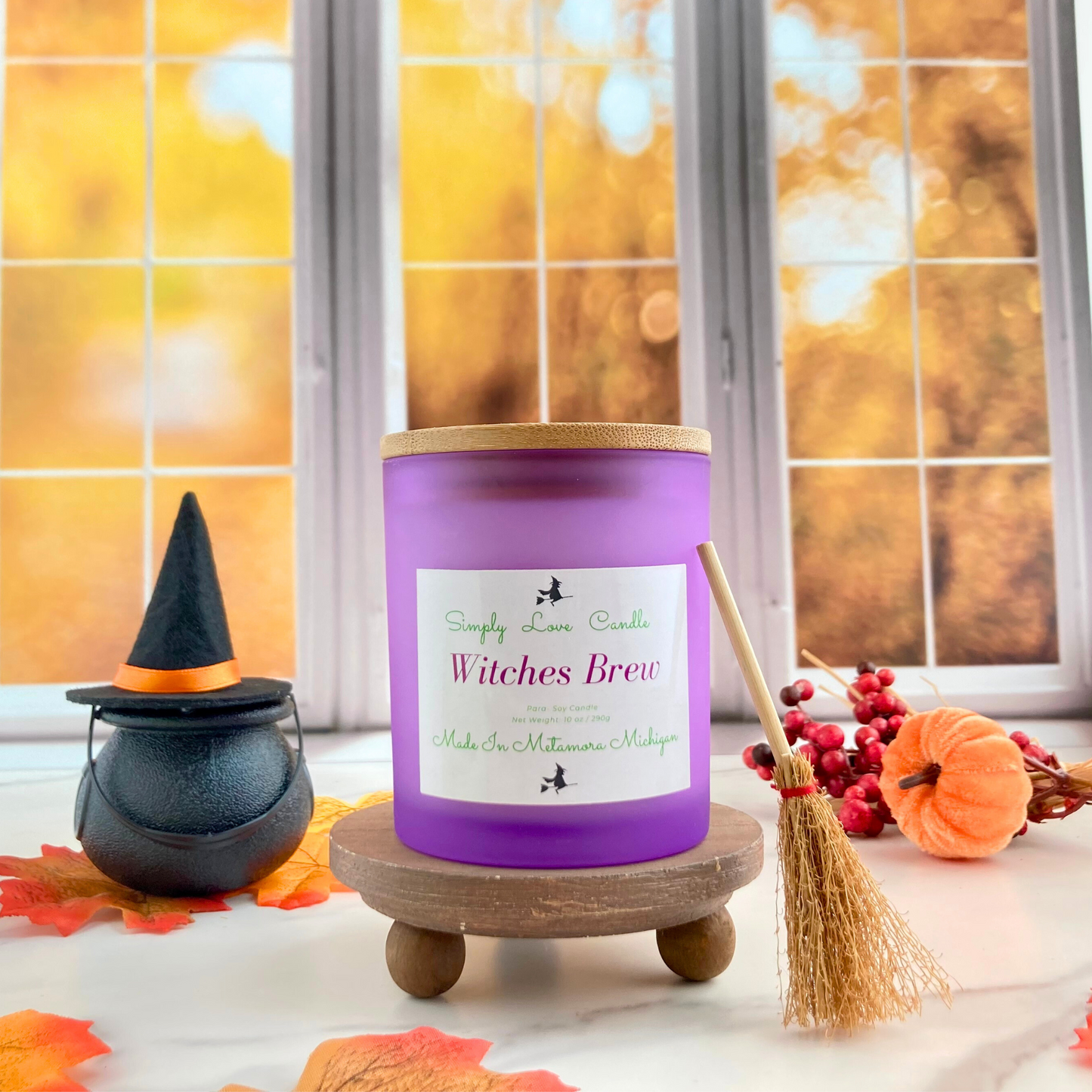 Witches Brew 8 oz candle with bamboo lid