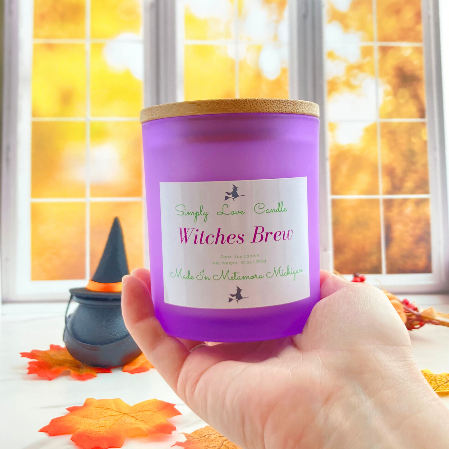 Witches Brew 8 oz candle with bamboo lid