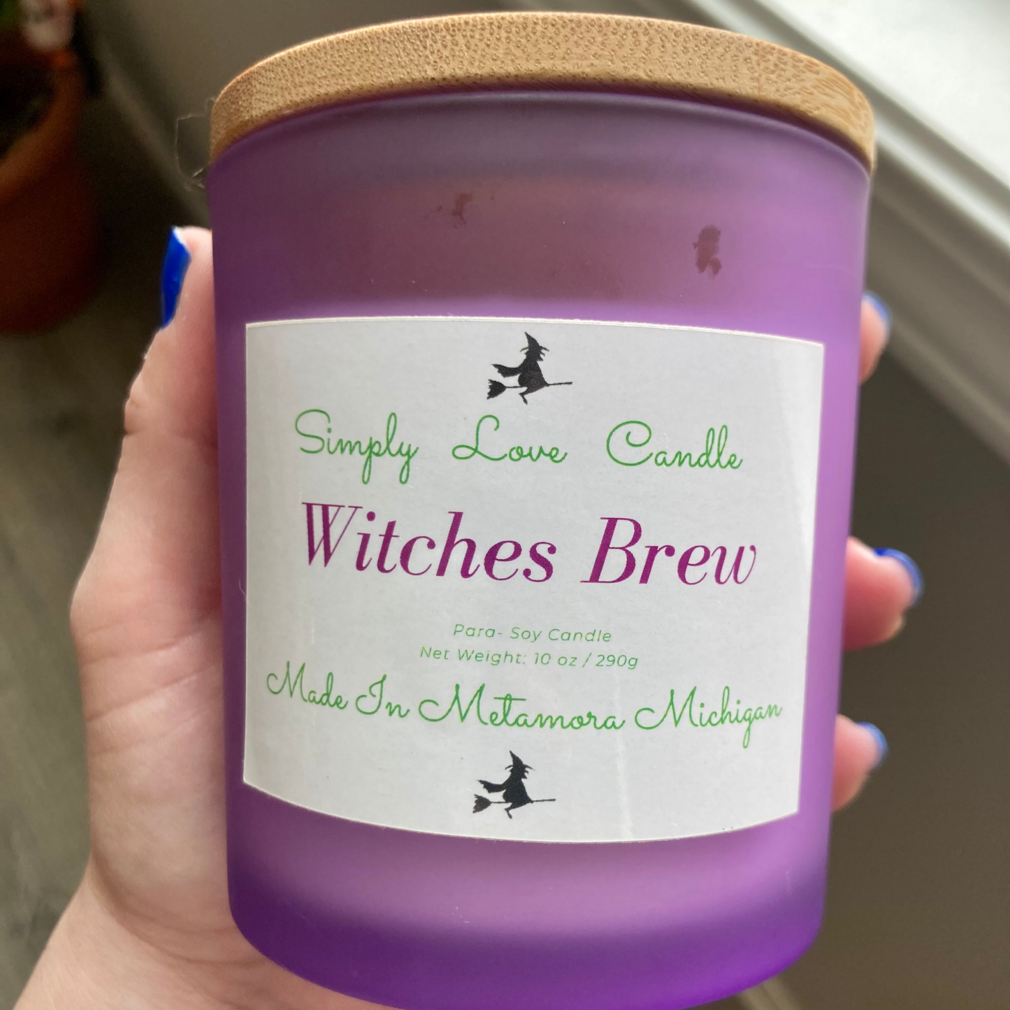 Witches Brew 8 oz candle with bamboo lid